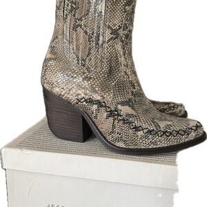 Jeffrey Campbell Snake Print Heeled Booties